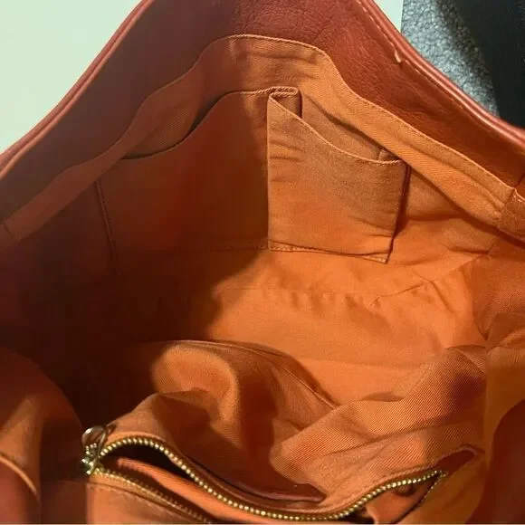 Chloe Grapefruit Red Leather Satchel Top Handle Brushed Gold Shoulder Bag Tote - Picture 2 of 12